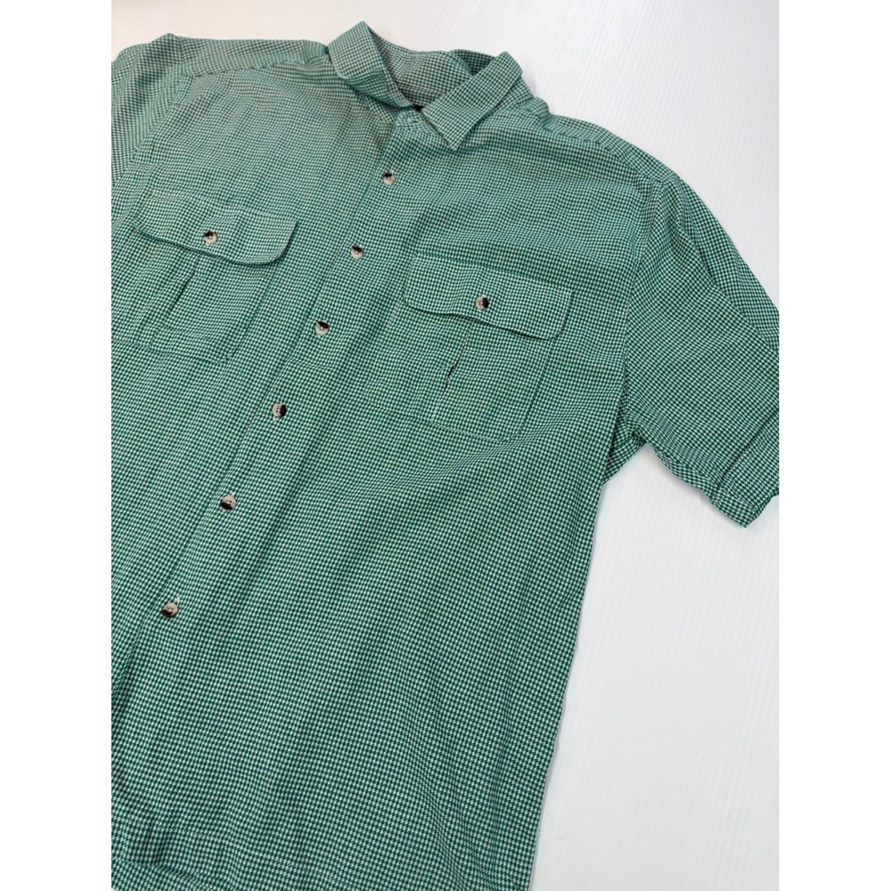 John Blair Button Down Shirt Green Houndstooth‎ Short Sleeve Workwear Mens XL - Picture 8 of 8